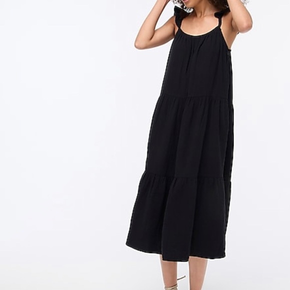 J. Crew soft crepe fabric ruffle shoulder dress - Picture 1 of 4